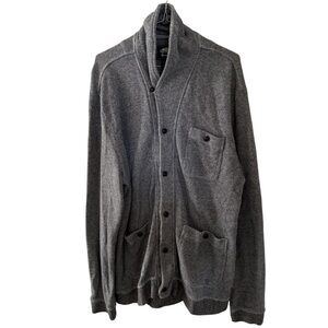 Roots Salt & Pepper Grey Sweater Cardigan Size XL Men’s Button Up Pockets Cotton